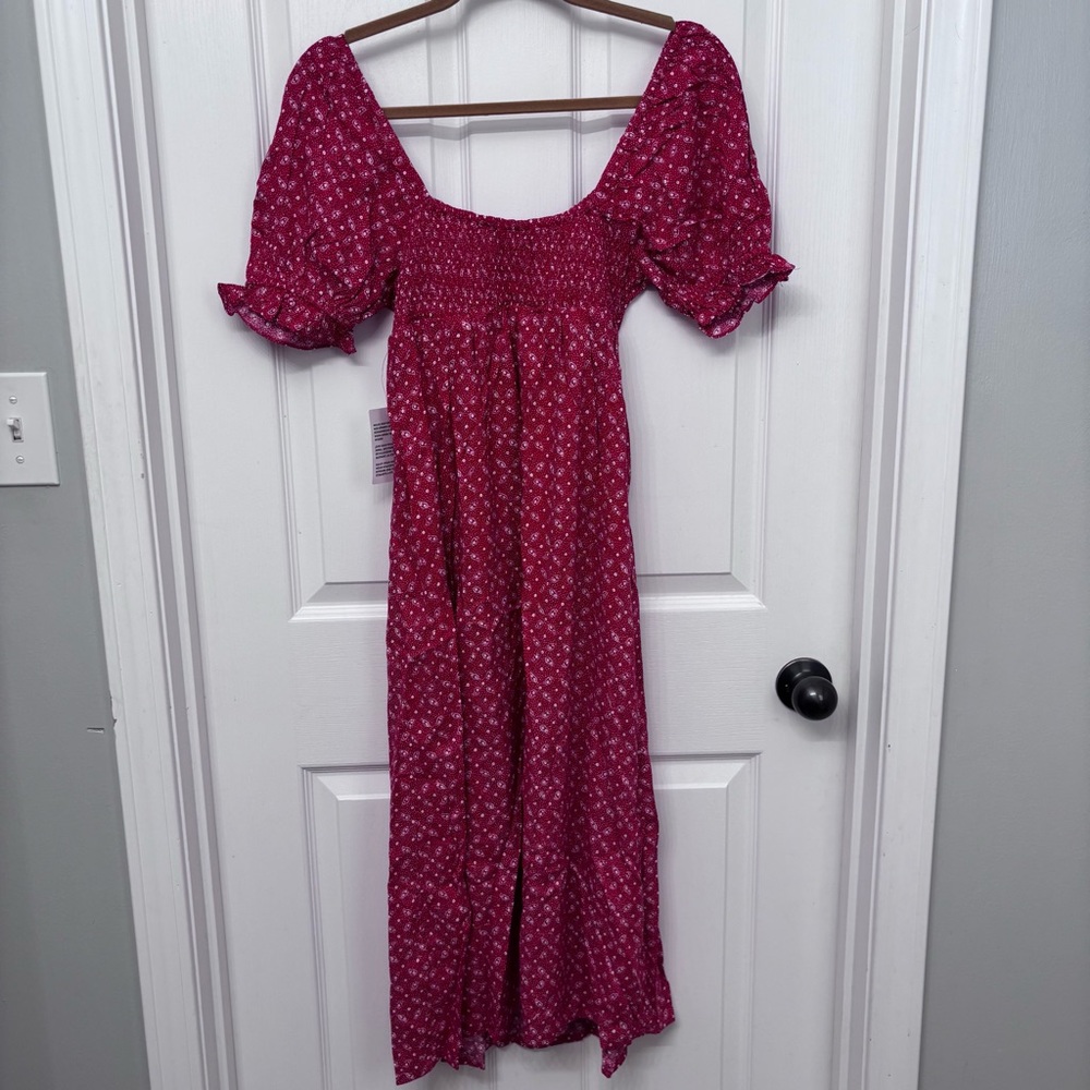 Red Floral Midi Dress | Miss Selfridge Petites US 4 - Picture 2 of 13